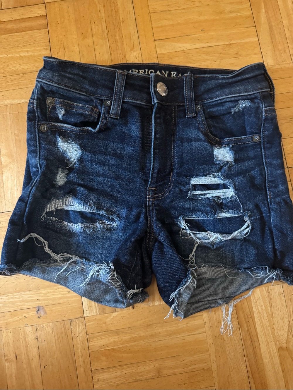 American Eagle Outfitters Indigo Distressed Denim Cutoff Shorts